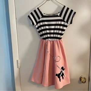 Girls poodle skirt dress costume. Size M 7-8.
